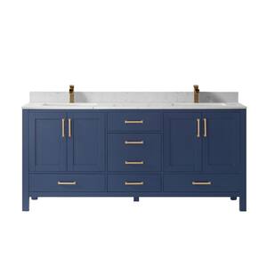 Shannon 72 in. Bath Vanity in Royal Blue with Composite Vanity Top in White with White Basin