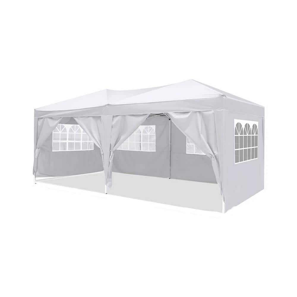 10 ft. x 20 ft. White Outdoor Portable Folding Wedding Party Pop Up Canopy 
