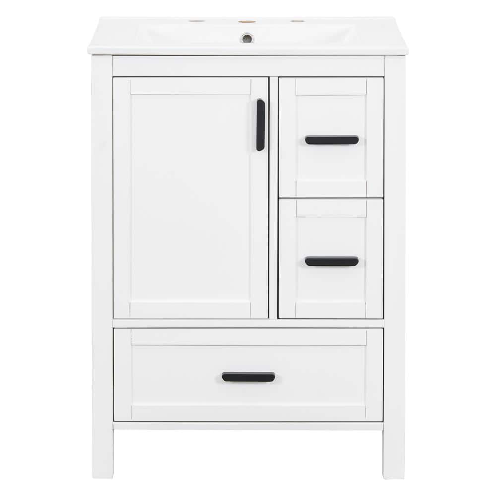24 in. Single Sink Freestanding White Bath Vanity with White Ceramic Top Unassembled price history on PriceWatchPro
