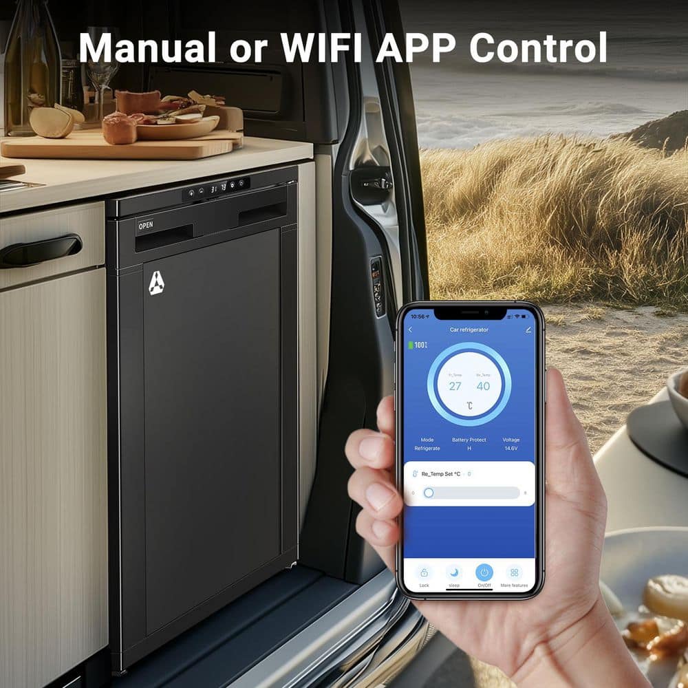 2.94 cu. ft. Built-In Dual Zone Outdoor Refrigerator-4 to 46â„‰ Electric Car Cooler with Reversible Door in Black