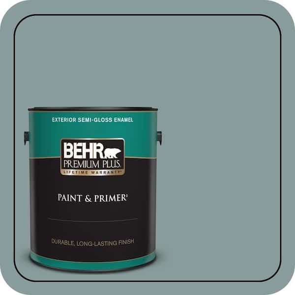 BEHR PREMIUM PLUS 1 gal. Home Decorators Collection #HDC-AC-23 Provence Blue Semi-Gloss Enamel Exterior Paint & Primer