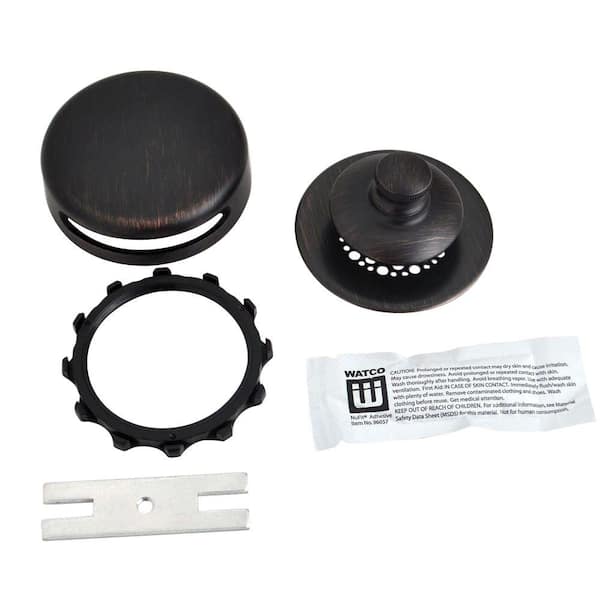 Watco Universal NuFit Push Pull Bathtub Stopper with Grid Strainer, Innovator Overflow and Silicone, Oil-Rubbed Bronze