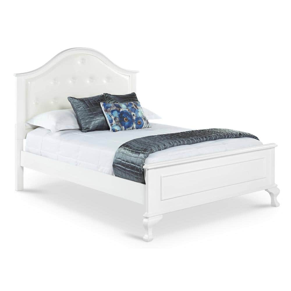Jenna White Full 3-Piece Kids Bedroom Set with Faux Leather Headboard