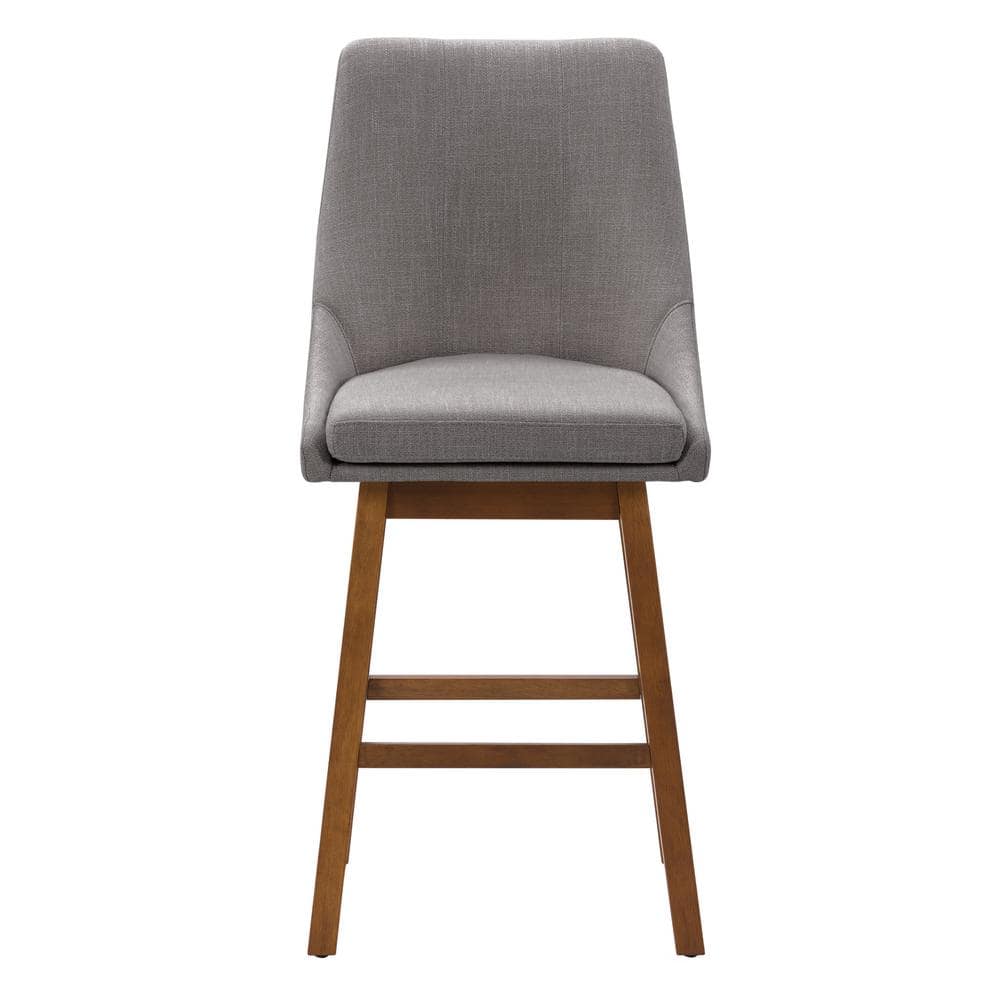 Boston High Back Light Gray Fabric Counter Barstools, Set of 2