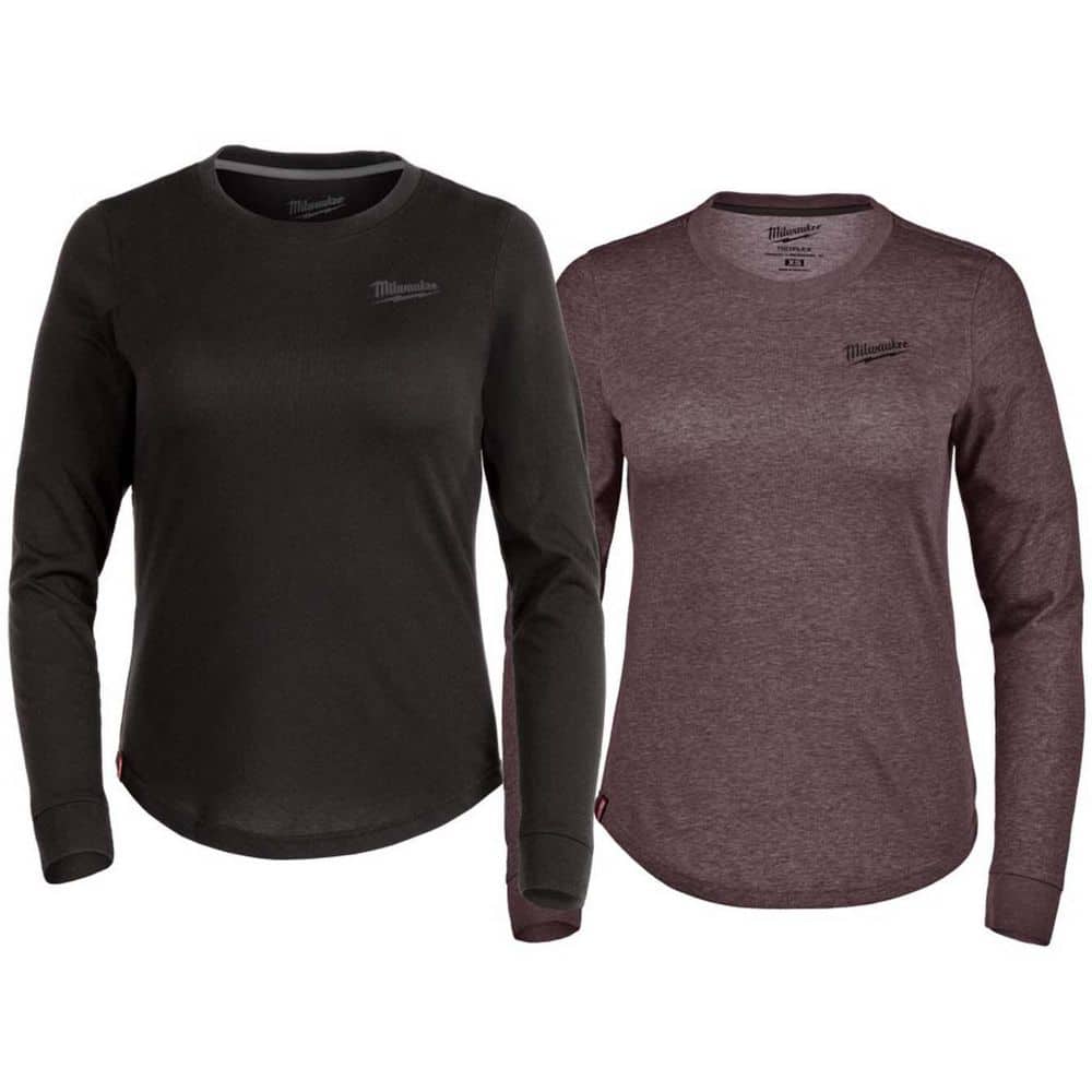 Women's Medium Black & Purple FREEFLEX Long Sleeve Hybrid Work T-Shirt (2-Pack) price history on PriceWatchPro
