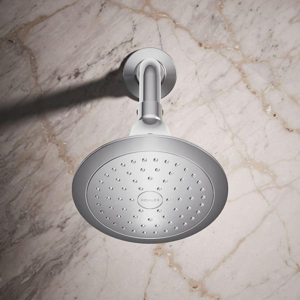 KOHLER Forte Katalyst 1-Spray Pattern 5.5 in. Single Wall Mount Fixed Rain Shower Head in Polished Chrome