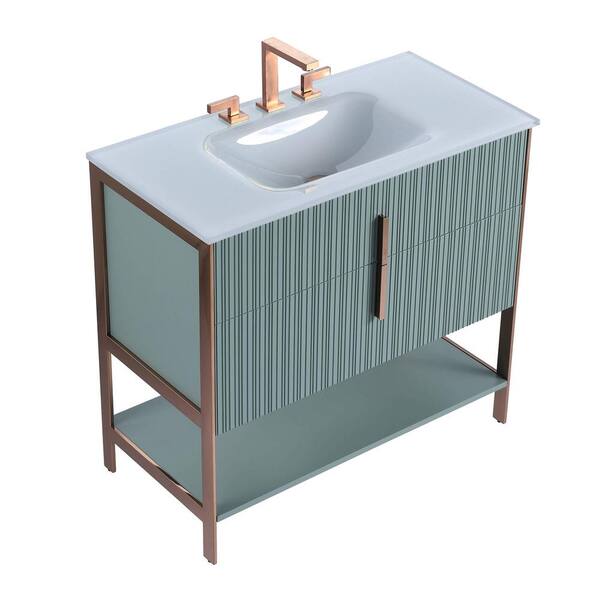 FINE FIXTURES 36 in. W x 18 in. D x 33.5 in. H Bath Vanity in Mint