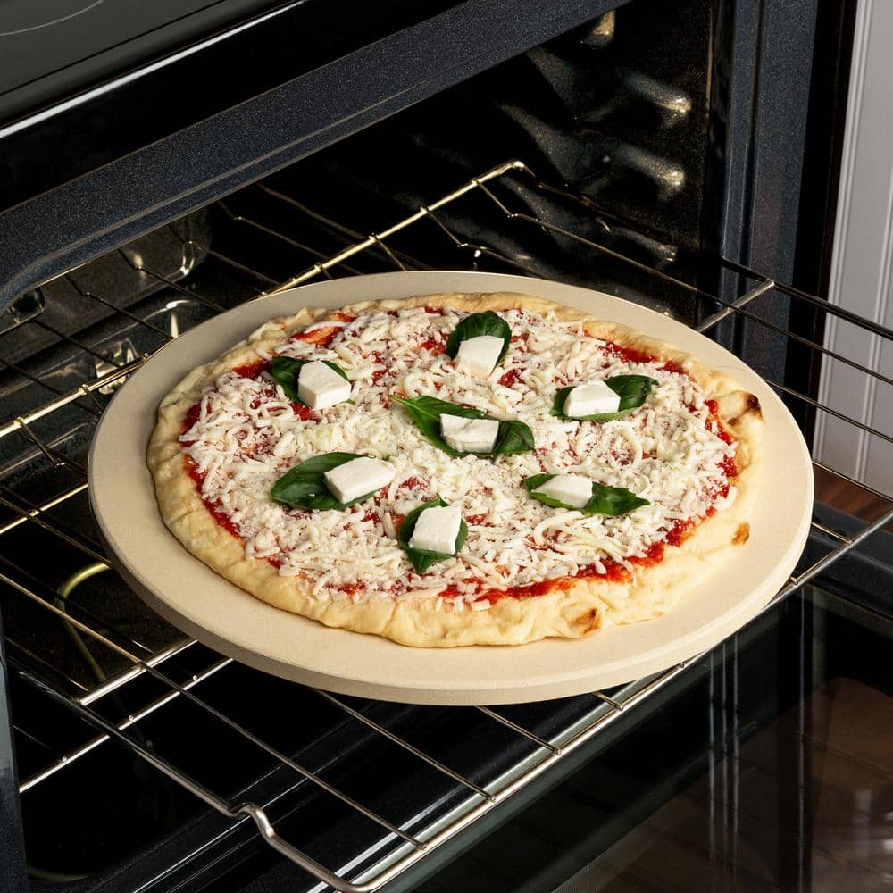 Beige 16-Inch Cordierite Round Pizza Stone