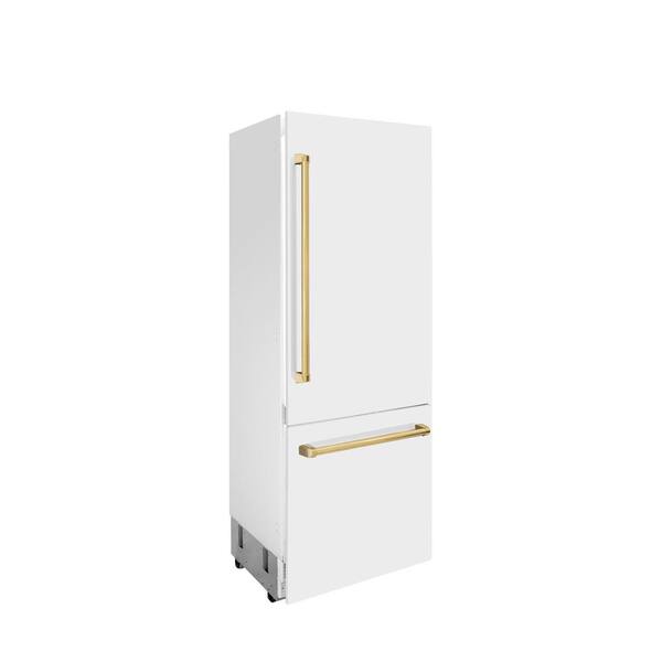 white and gold fridge freezer