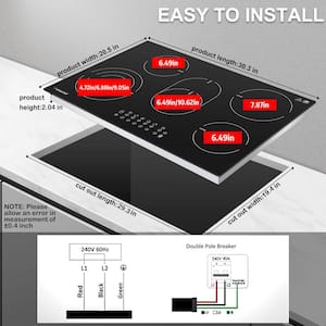 30 in. 5 Elements Electric Cooktop in Black With 4 Burners, 9 Heating Level, Timer and Safety Lock, Sensor Touch Control