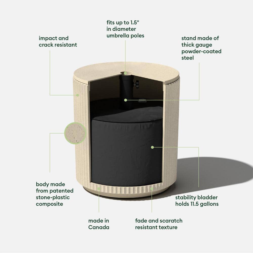 Sand Concrete-Plastic Outdoor Side Table with Umbrella Hole