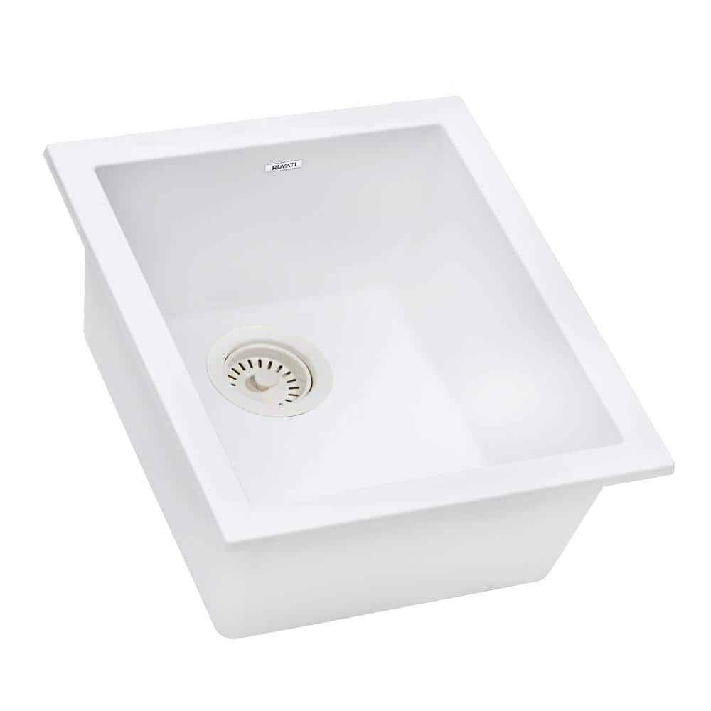 Arctic White Granite Composite Undermount Single Bowl Sink