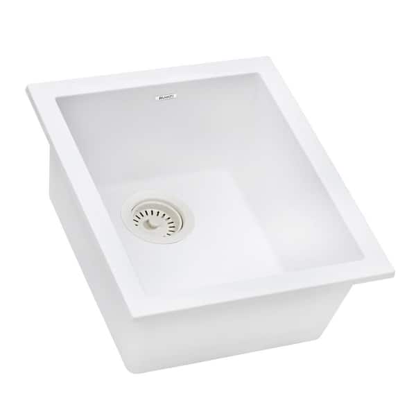 Ruvati epiGranite 15 in. Undermount SIngle Bowl Wet Bar Prep Sink in Arctic White Granite Composite