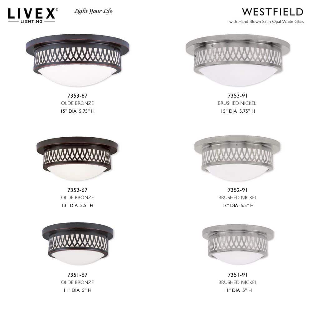 Westfield Olde Bronze 2-Light Flush Mount with Satin White Glass