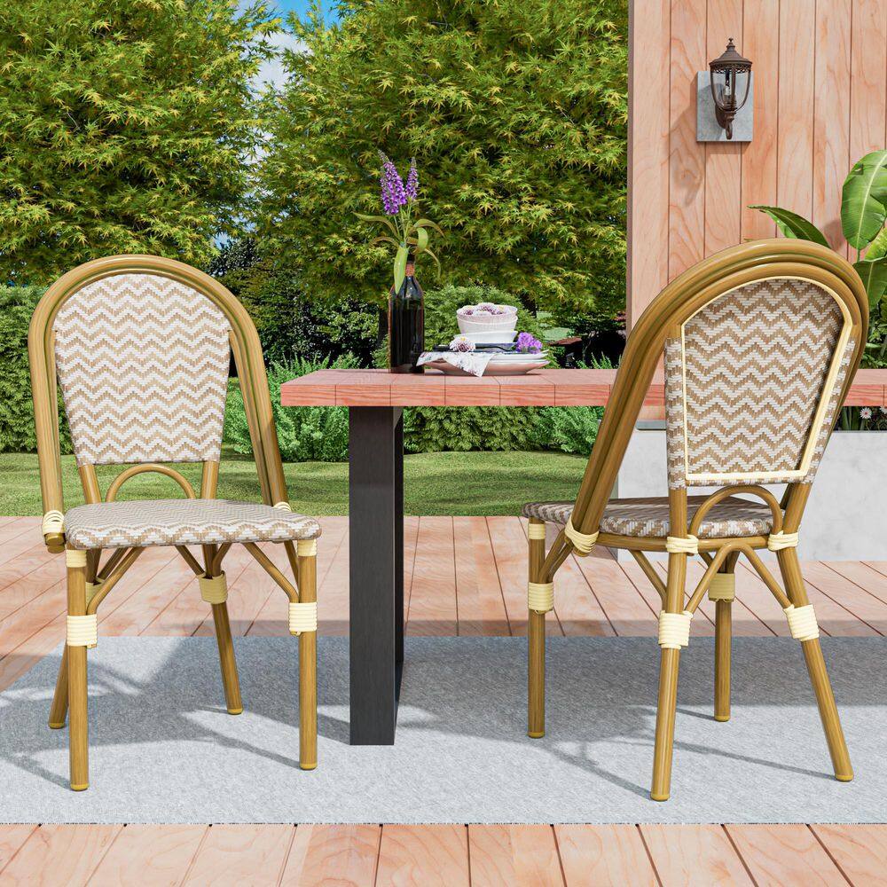Stylish Outdoor Dining Chair Bistro Chairs in Brown (2-Pack) price history on PriceWatchPro