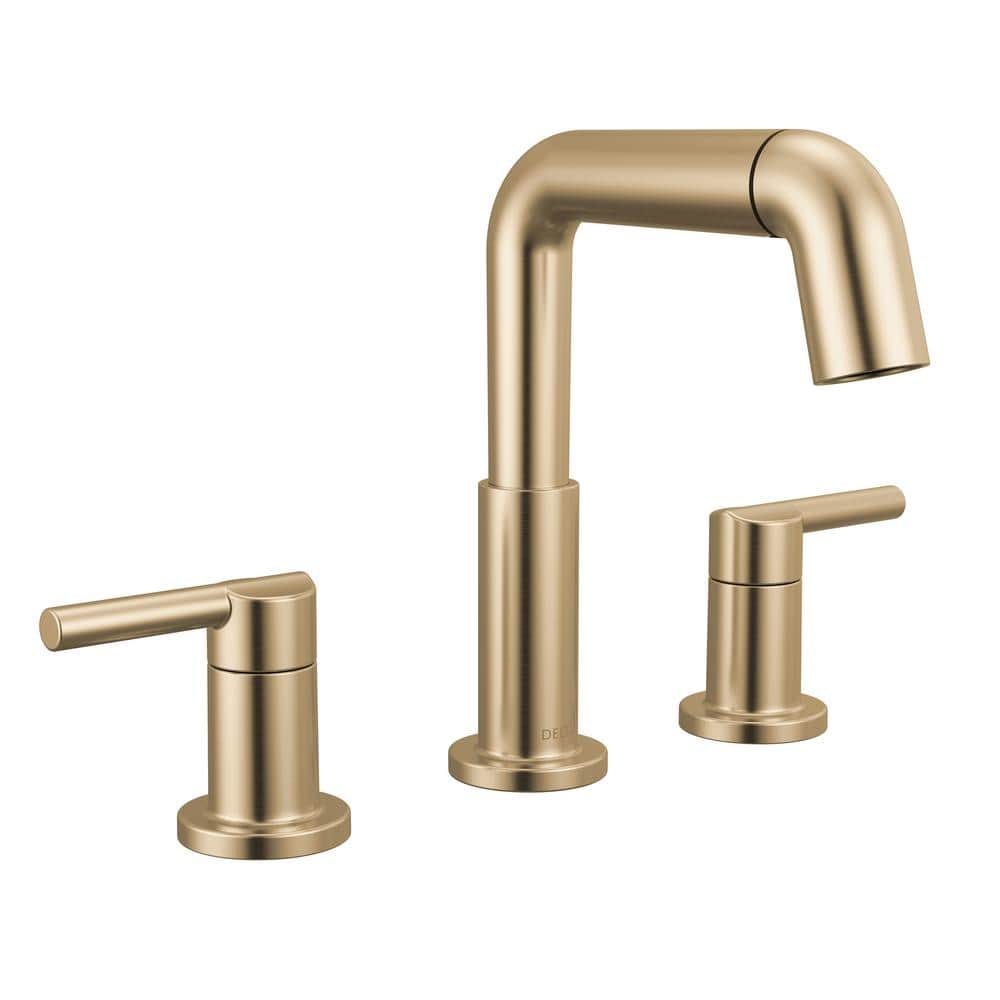 Delta Nicoli Gold Pull-Down Spout 8 in. Widespread Double Handle Bathroom Faucet Drain Included in Champagne Bronze