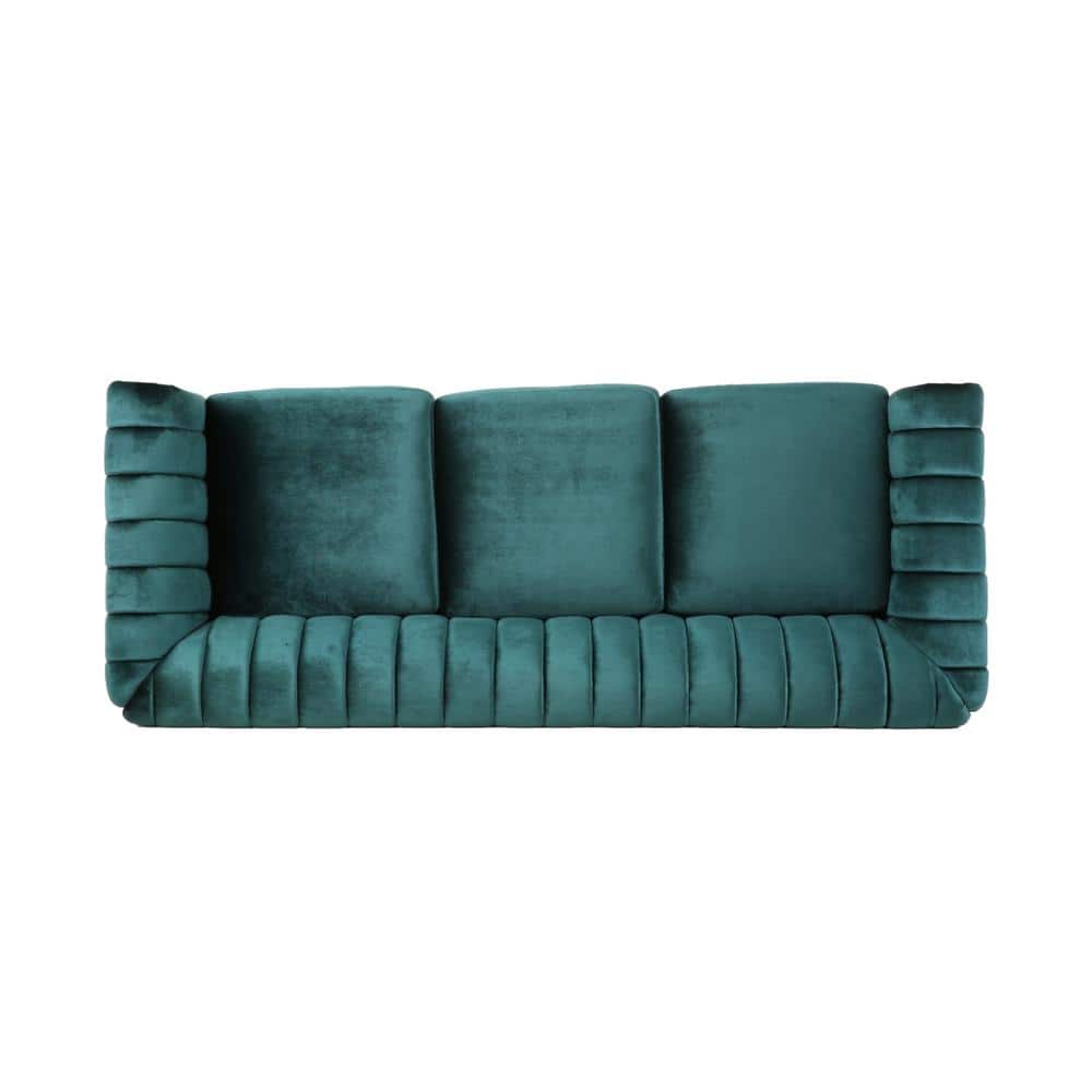 Teal Velvet Chesterfield 3-Seater Sofa with Nailhead Trim
