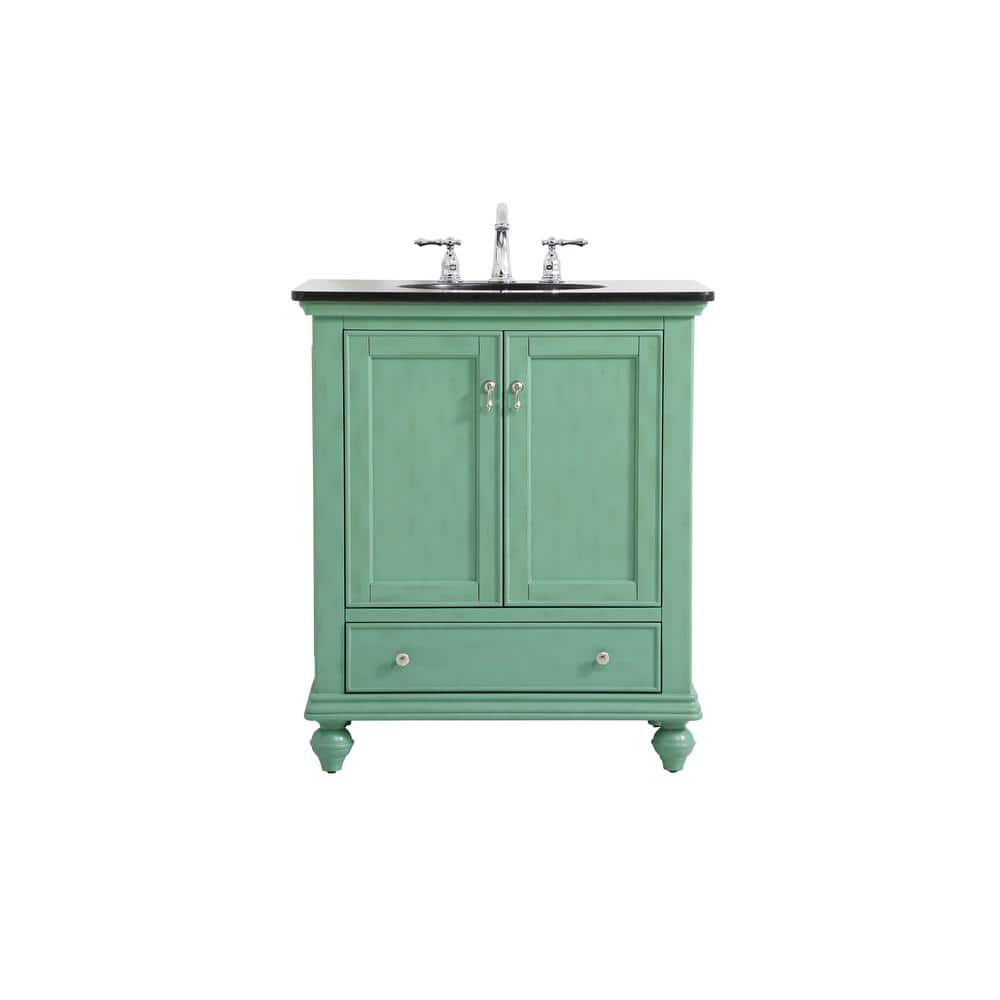 Timeless Home 30 in. W Single Bath Vanity in Vintage Mint with Granite Vani