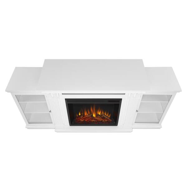 Real Flame Calie 67 In Electric, Calie Entertainment Center Electric Fireplace In White Real Flame 7720e W
