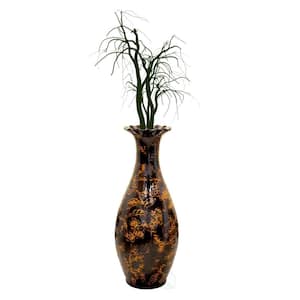 Tall Floor Vase, Traditional Brown home interior Vase, Ceramic Centerpiece, 36 in. Tall Vase