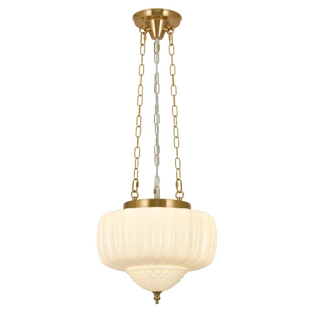 12 -Watt 1 Light Gold Schoolhouse Pendant Light with Milk White Glass Shade For Bedroom, Dining Room,No Bulbs Included price history on PriceWatchPro