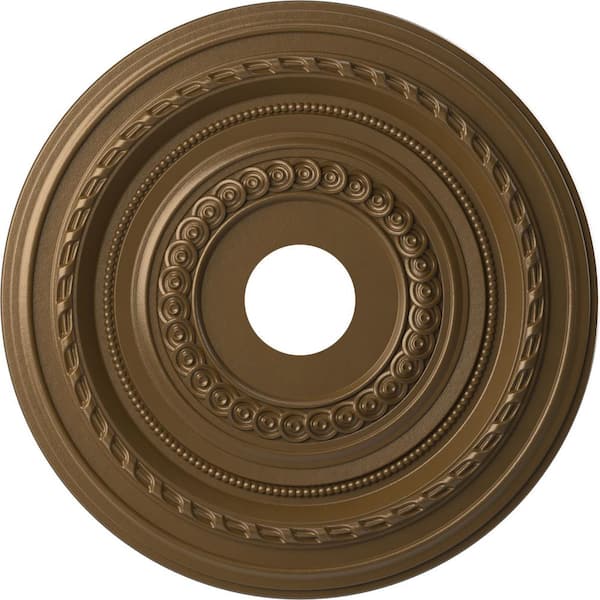 Ekena Millwork 1 in. x 19 in. O.D. x 3-1/2 in. I.D. P PVC Ceiling Medallion Fits Canopies Upto 5-1/8 in. Metallic Champagne Bronze