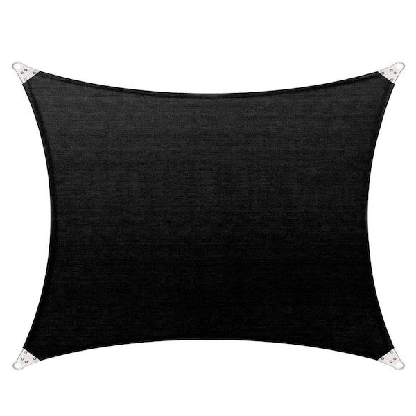 COLOURTREE 24 ft. x 16 ft. 260 GSM Reinforced (Super Ring) Black Rectangle Sun Shade Sail Screen Canopy, Patio and Pergola Cover