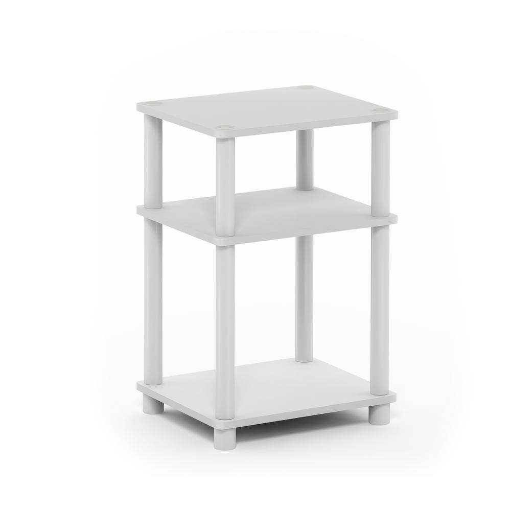 Just 3-Tier Turn-N-Tube Open Storage Nightstand, 1-Pack, White/White