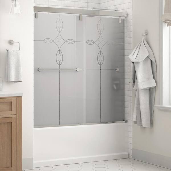 Everly 60 in. x 59-1/4 in. Mod Semi-Frameless Sliding Bathtub Door in Chrome and 1/4 in. (6mm) Transition Glass Everly 60 in. x 59-1/4 in. Mod Semi-Frameless Sliding Bathtub Door in Chrome and 1/4 in. (6mm) Transition Glass