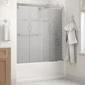 Mod 60 in. x 59-1/4 in. Soft-Close Frameless Sliding Bathtub Door in Chrome with 1/4 in. Tempered Tranquility Glass