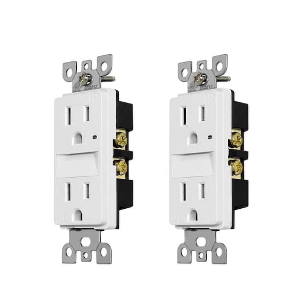 2-Pack White Decorator Nightlight Outlet, 15Amp 125Volt Tamper-Resistant Duplex