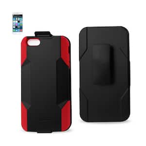 iPhone 6 Plus 3-in-1 Hybrid Heavy-Duty Holster Combo Case in Red Black
