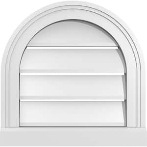 16 in. x 16 in. Round Top White PVC Paintable Gable Louver Vent Functional