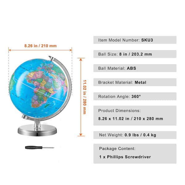 Revolution Globe » 12-inch Desk Globe w/Stand » Ultimate Globes