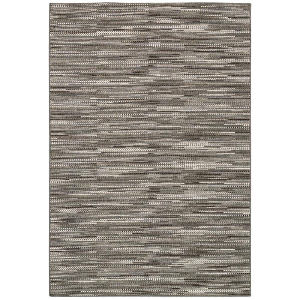 Monaco Larvotto Easy-Care Grey/Multi Stripe Synthetic Area Rug - 3'9" x 5'5"