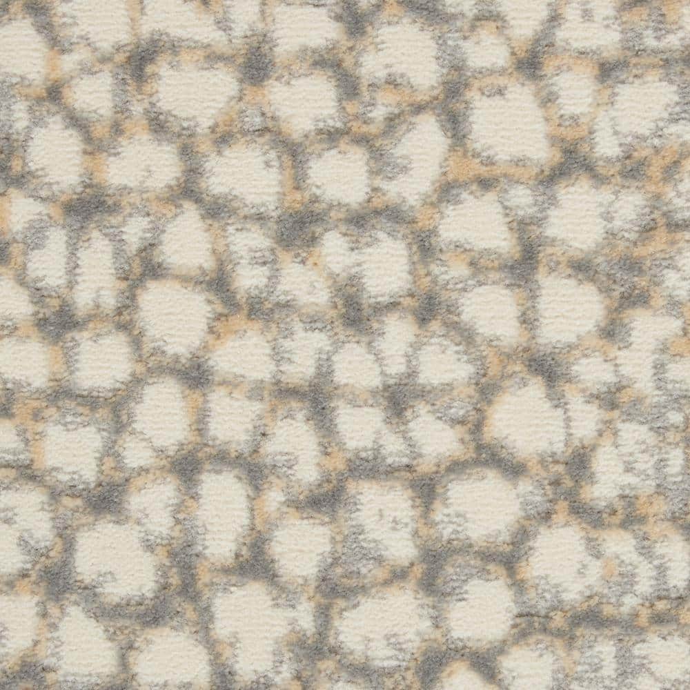 Elysian Pebble Abstract 5' x 7' Ivory/Grey Synthetic Area Rug