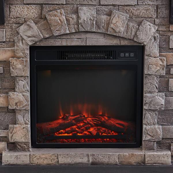 EDYO LIVING 40 in. Tan Freestanding Faux Stone Infrared Electric Fireplace  with Mantel VCSFP-40-TA - The Home Depot