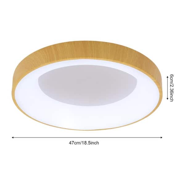 OUKANING 18.5 in. 1-Light Modern Wood 3 Colors Selectable LED