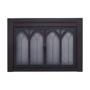 Collin Large Black Glass Fireplace Doors