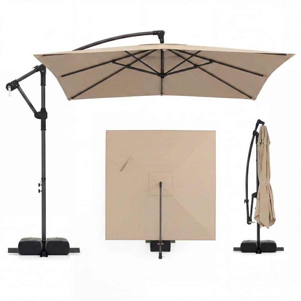 8 x 8 ft. Offset Cantilever Hanging Patio Umbrella in Brown, 360° Rotation with Crank System, Sandbag Base Included price history on PriceWatchPro