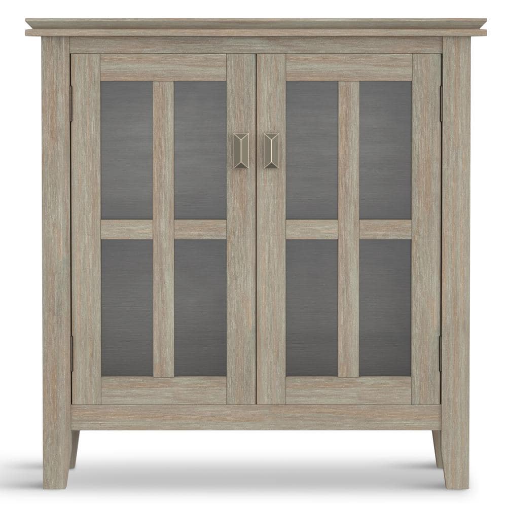 Artisan Handcrafted Solid Wood Low Storage Cabinet in Distressed Grey
