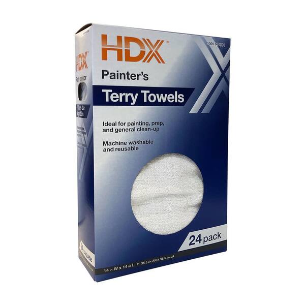 HDX 14 in. x 14 in. Painter's Terry Towels (24-Pack)