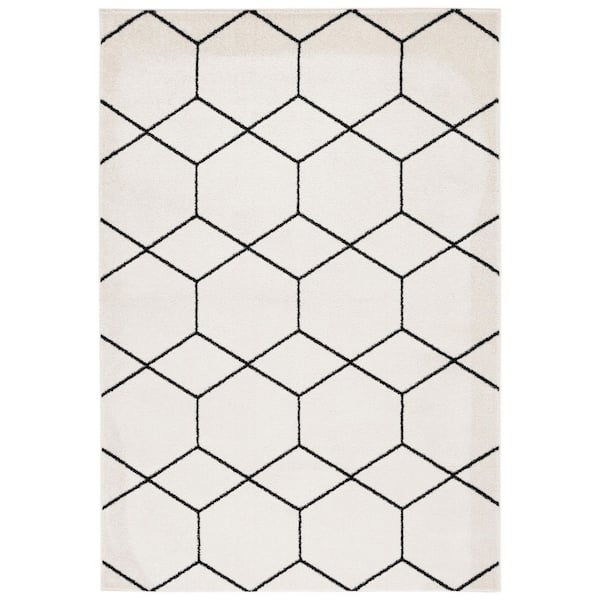 Tulum 5 ft. x 8 ft. Ivory/Black Geometric Modern Area Rug