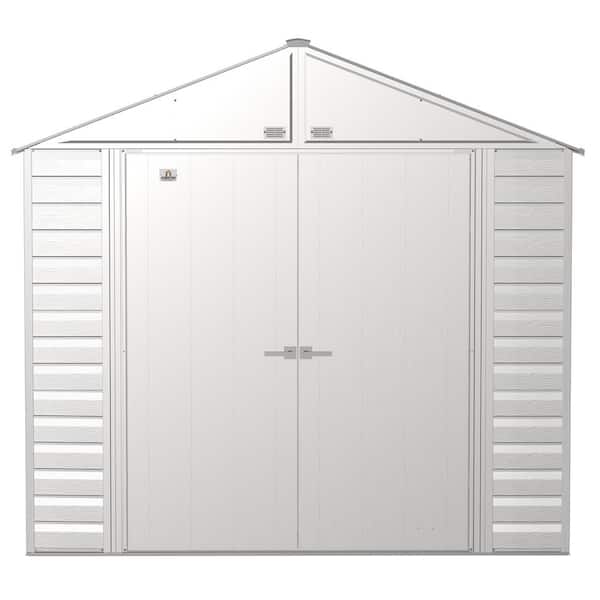 Arrow 8 ft. x 8 ft. Light Grey Metal Storage Shed With Gable Style Roof 59 Sq. Ft.
