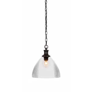 Orleans 60-Watt 1-Light Matte Black Shaded Mini Pendant Light with Glass Shade