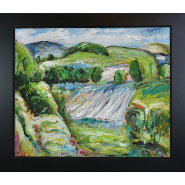 LA PASTICHE Fields by Alfred Henry Maurer New Age Wood Framed Nature Oil Painting Art Print 24.75 in. x 28.75 in.