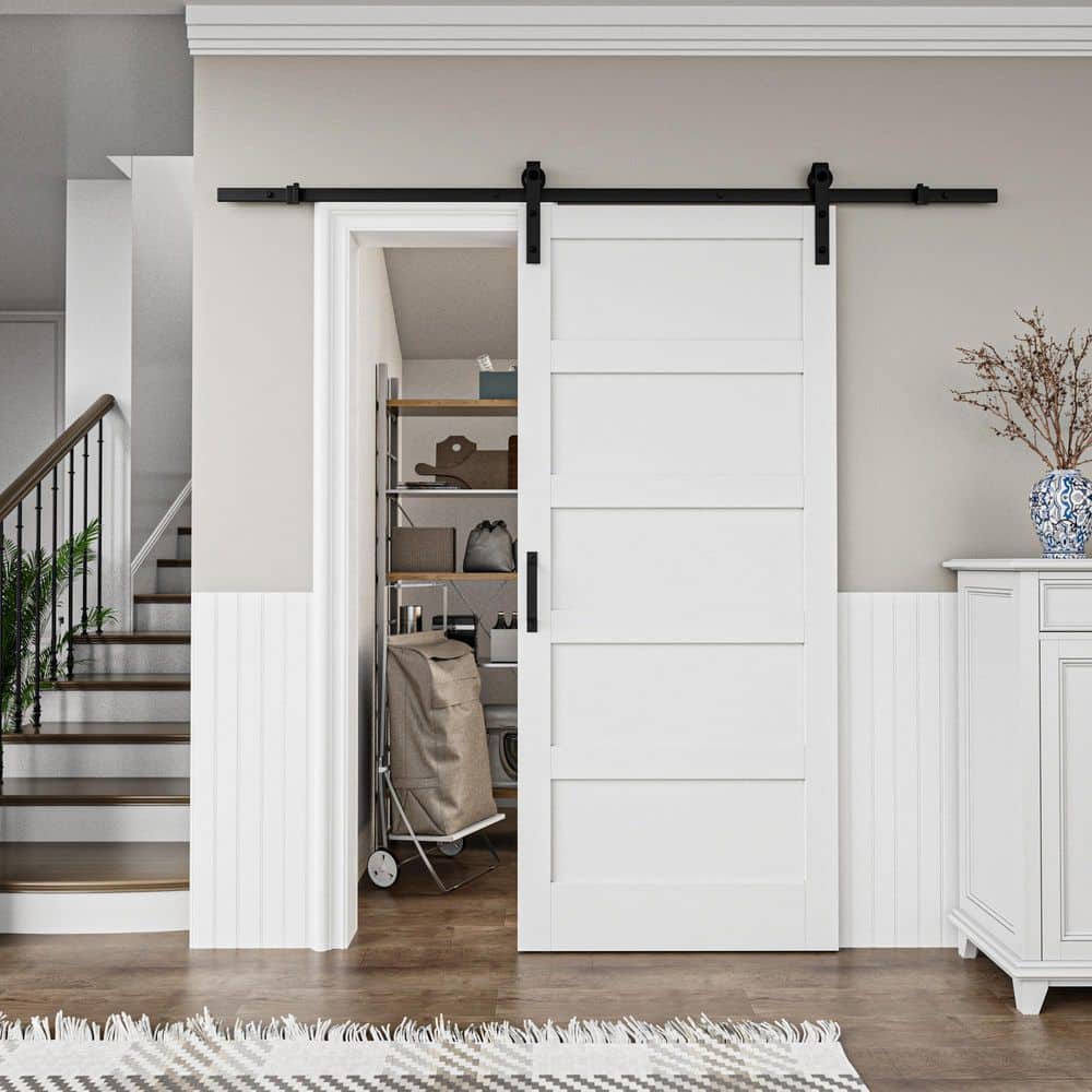 ARK DESIGN 36 in. x 84 in. Paneled 5-Lites White MDF with PVC ...