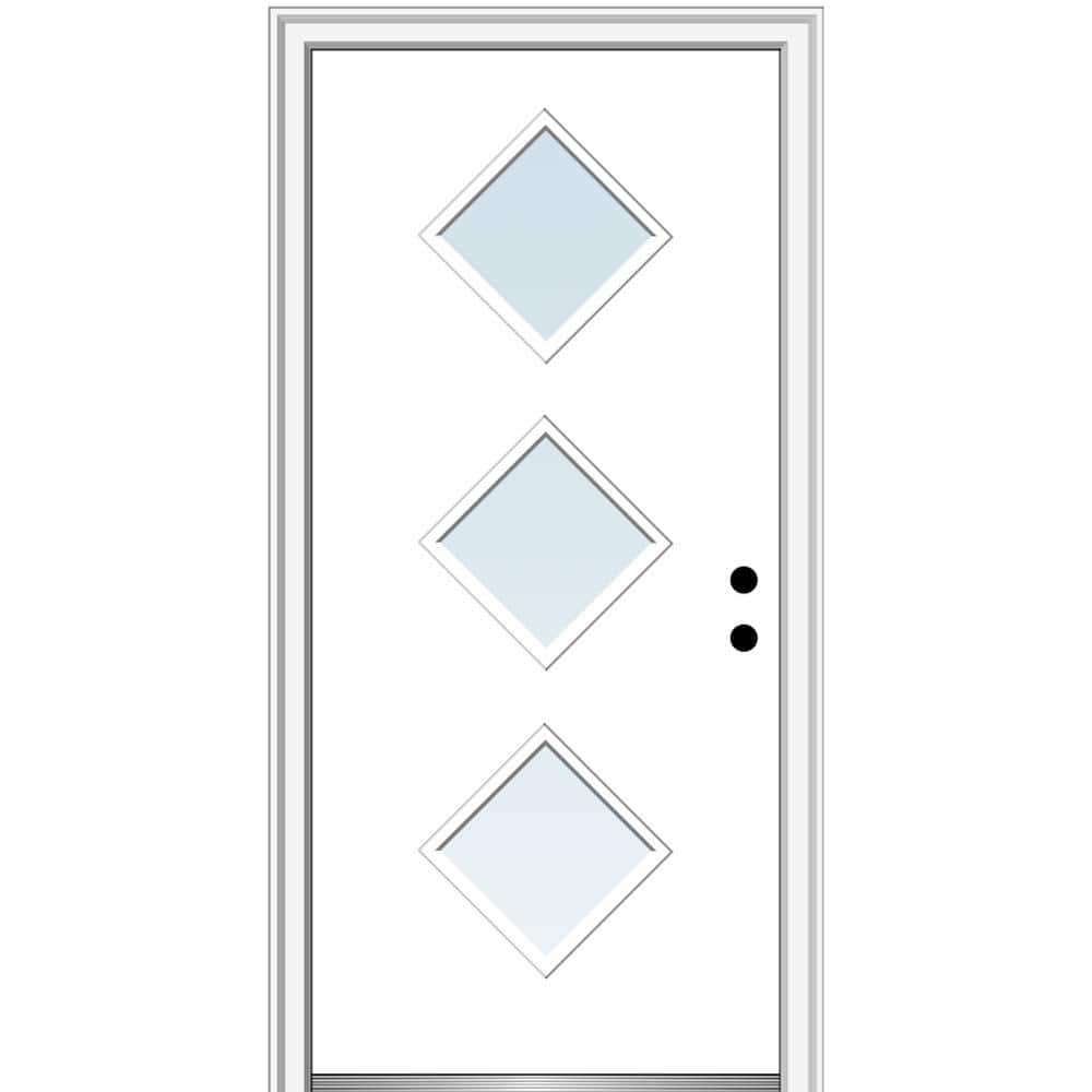 Aveline 32 in. x 80 in. Left-Hand Inswing 3-Lite Clear Low-E Primed Fiberglass Prehung Front Door on 6-9/16 in. Frame price history on PriceWatchPro