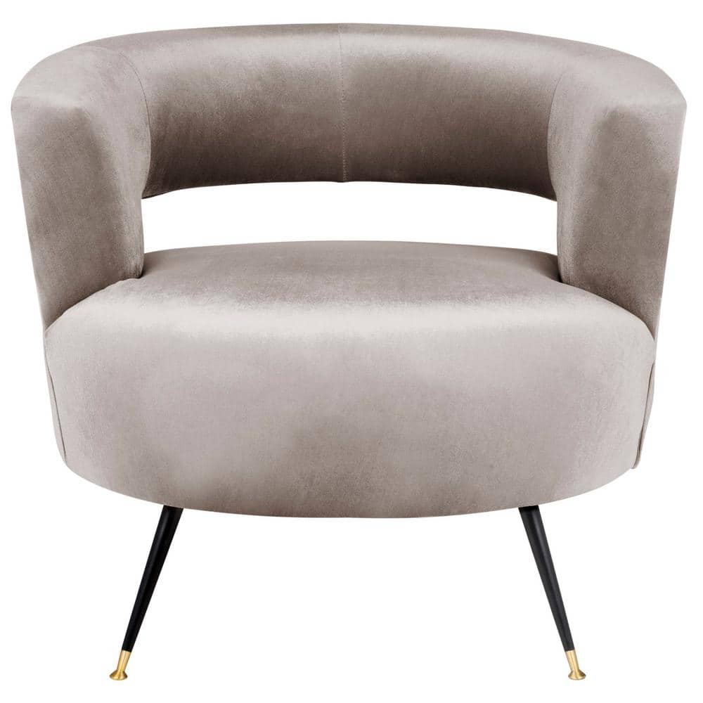 Hazelwood Velvet Barrel Accent Chair with Wood Frame