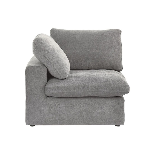 39.3 in. Square Arm 1-Piece Linen Modular Corner Sectional Sofa Couch in Gray (Left/Right/Corner Side Section)